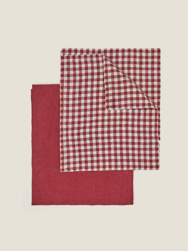 tea towel in pinot gingham