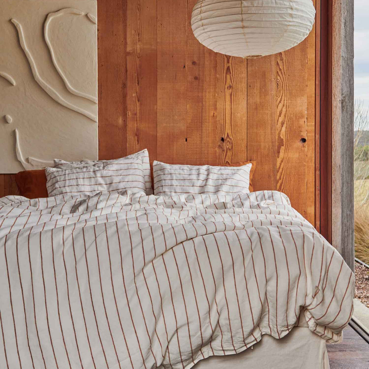 tobacco quilt cover 100% Linen Duvet in Stripes round luxury and feels as good as it looks European Linen Duvet Cover in