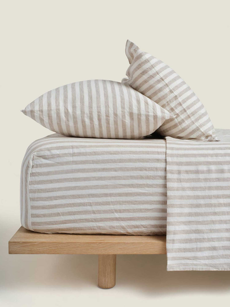 pillowcase in wide natural stripes