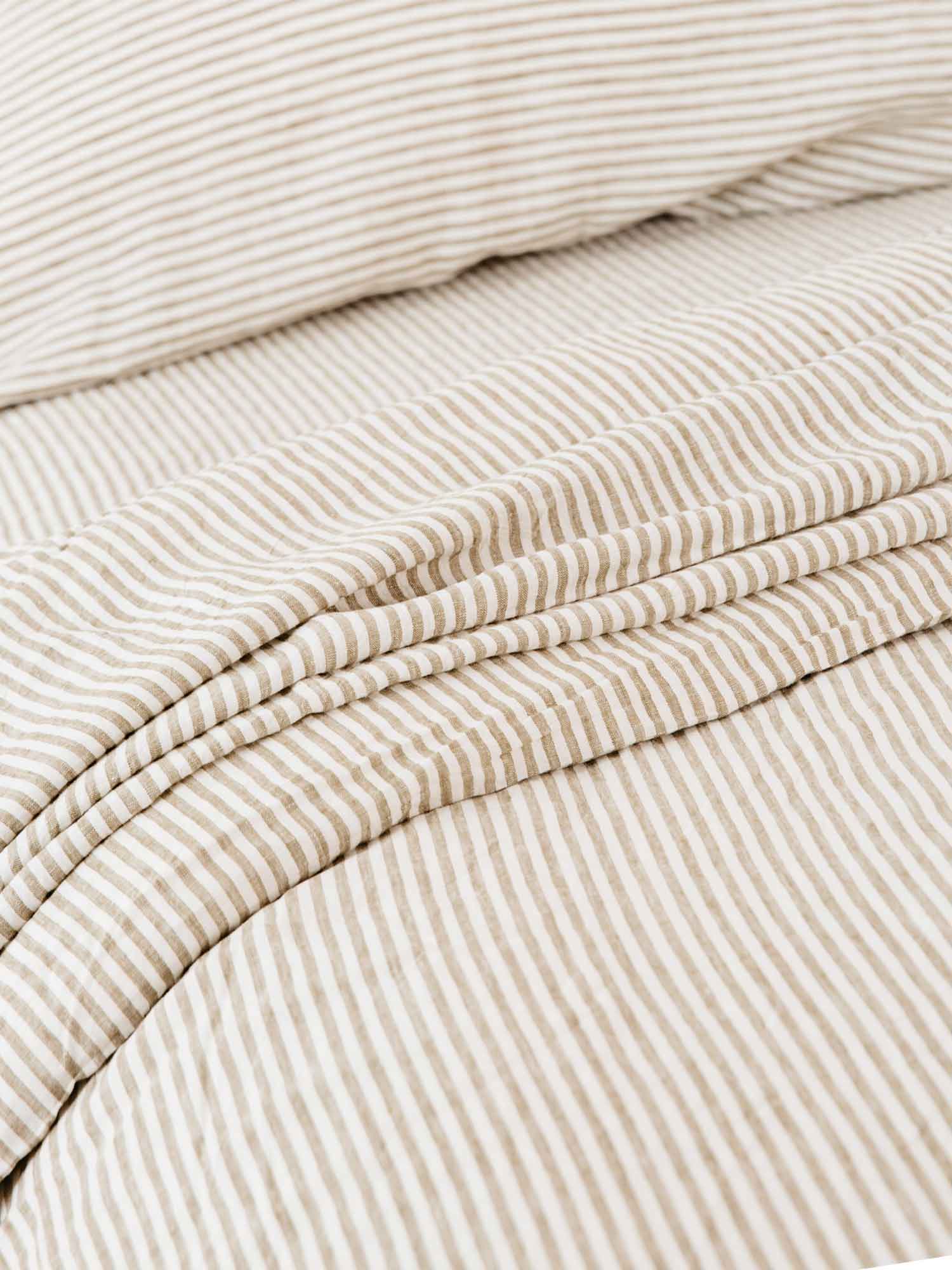 flat sheet in olive stripes