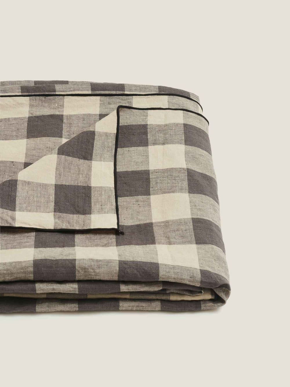 Natural-Dark Check Linen Tablecloth | 100% Pure Linen – Carlotta+Gee