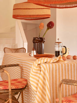 100% Linen Tablecloth in Yellow Stripes