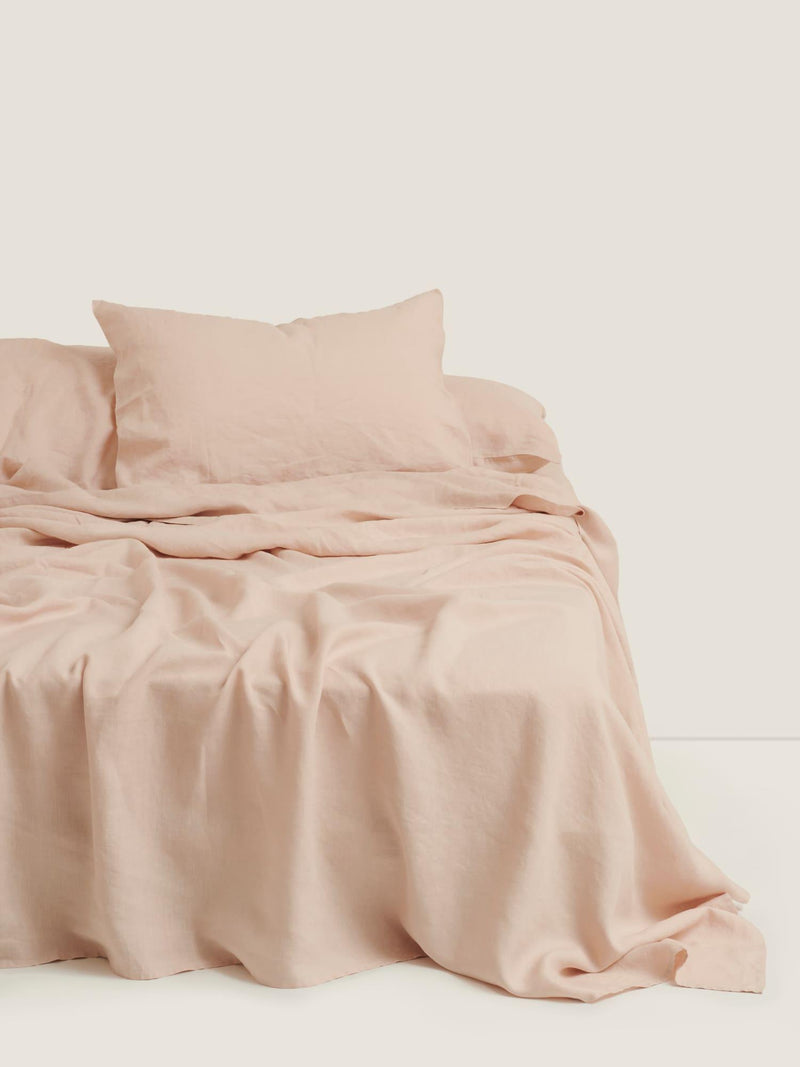 Linen Flat Sheet in Blush