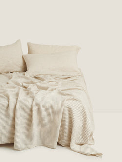 Linen Sheet Set in Natural Stripes