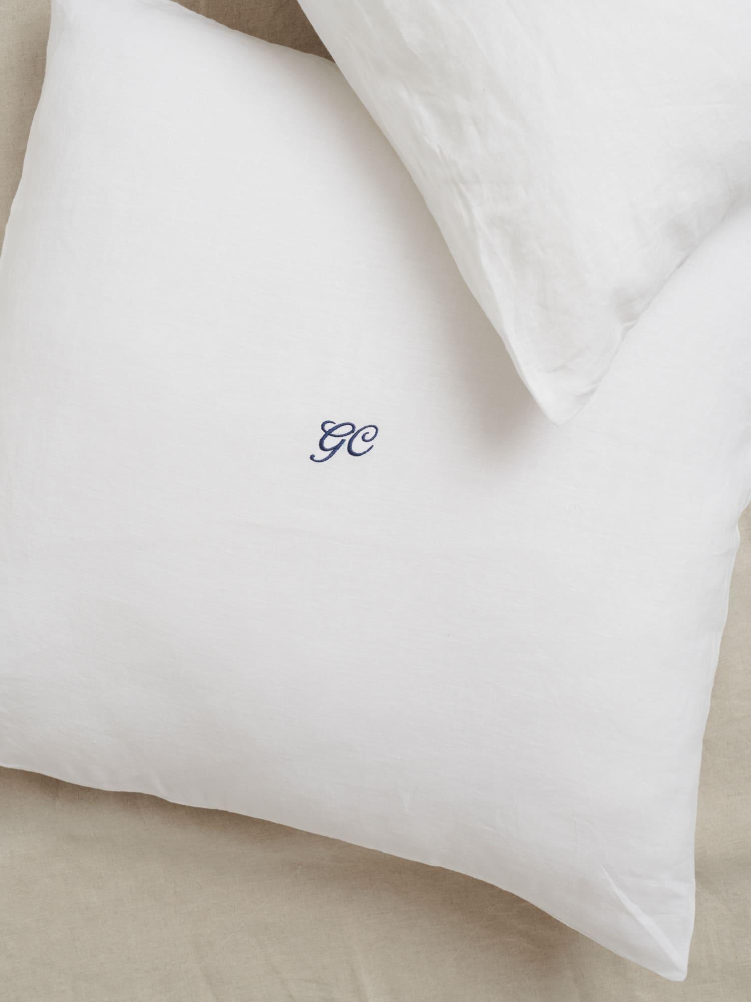 Embroidered Linen Pillowslip in White