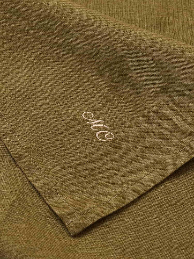 Custom 100% linen napkin set in Olive