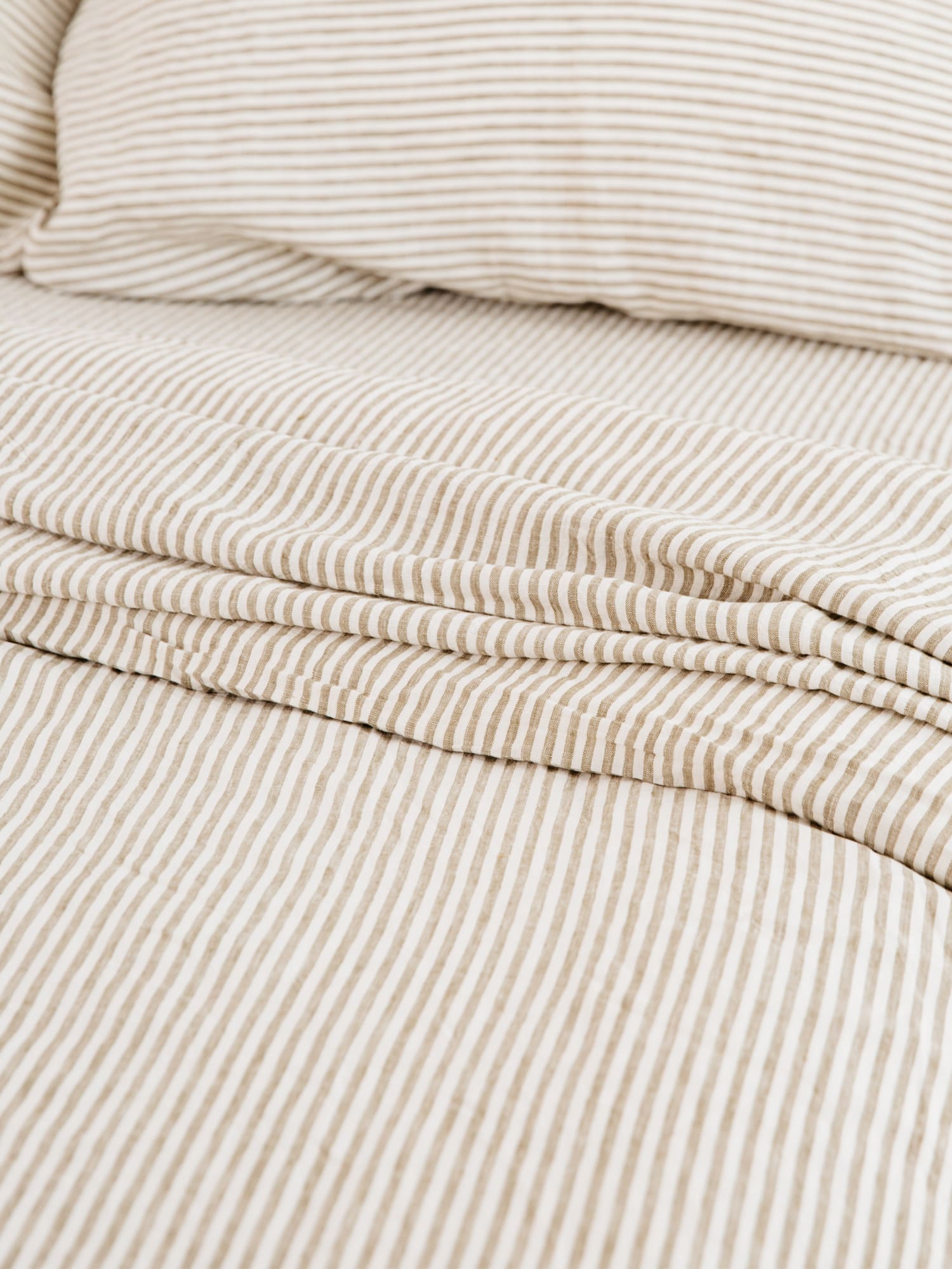 Linen Euro Pillowcases in Olive Stripes