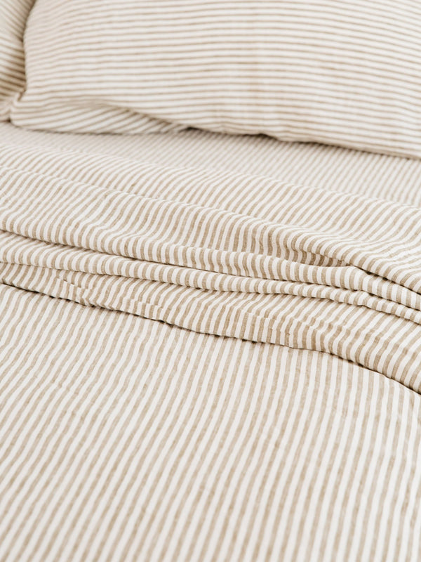 Linen Euro Pillowcases in Olive Stripes