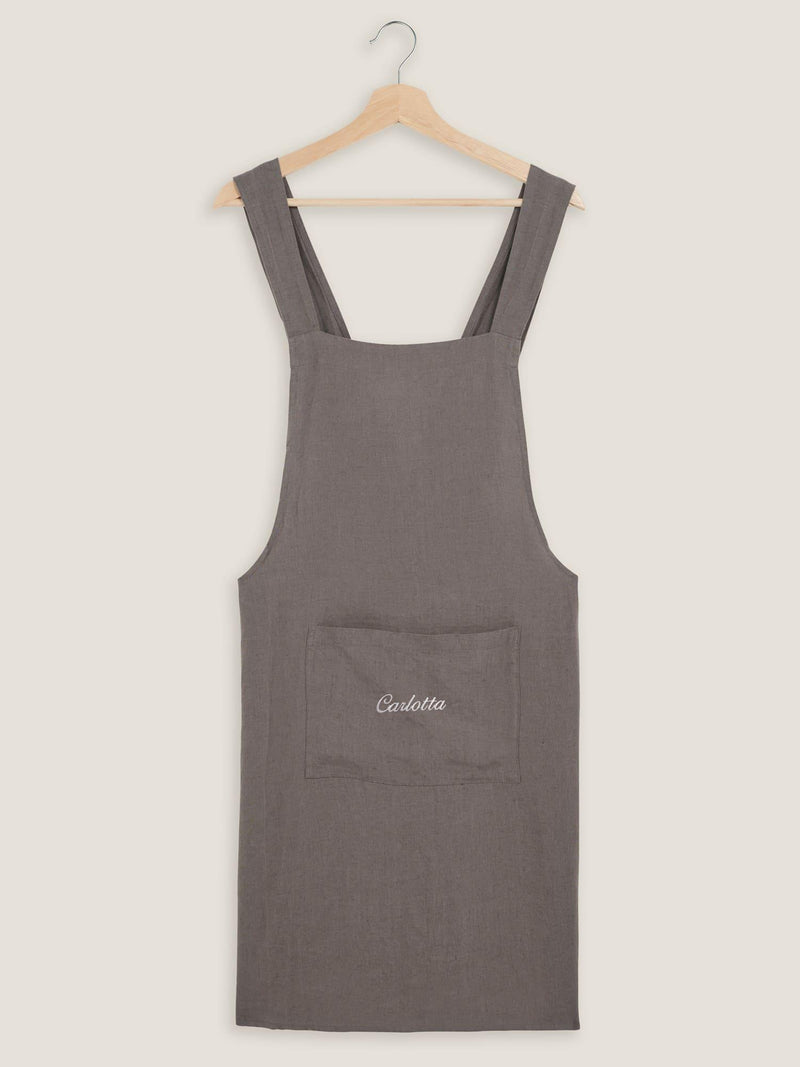 Embroidered Apron in Storm