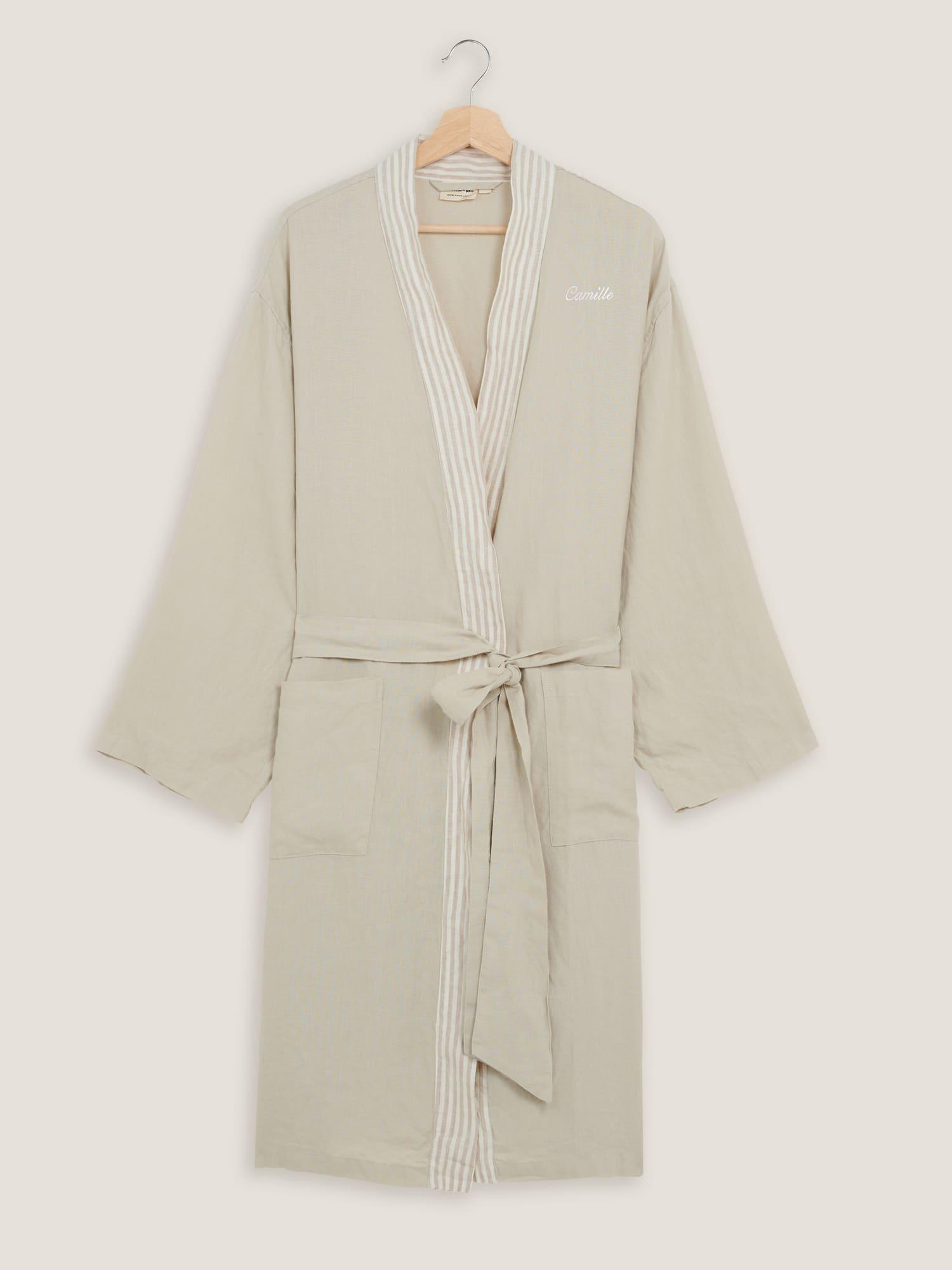 Embroidered Robe in Sand