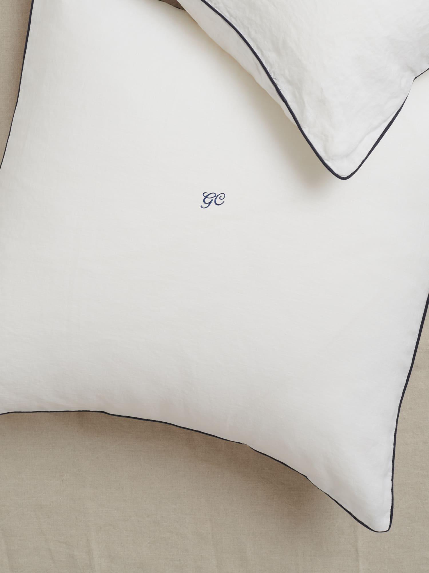 Embroidered Pillowcase Navy Piping