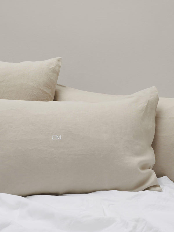 Embroidered Pillowcase in Sand
