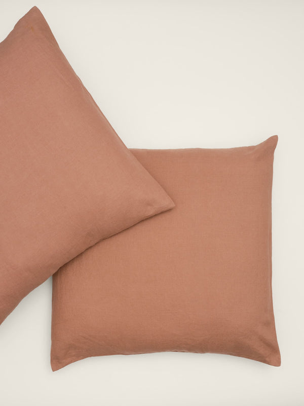 Linen European Pillowcases in Pink Clay