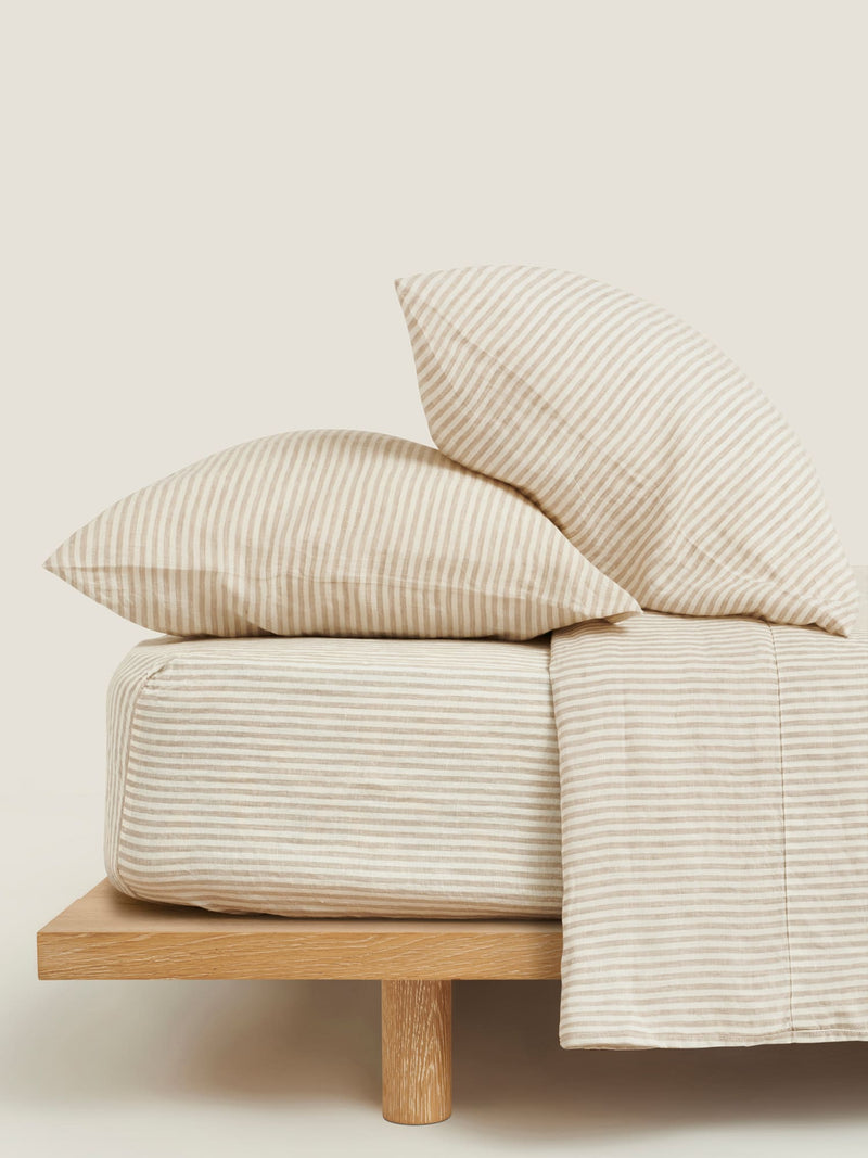 European Pillowcase Natural Stripes