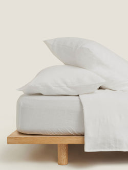 Linen Fitted Sheet in White