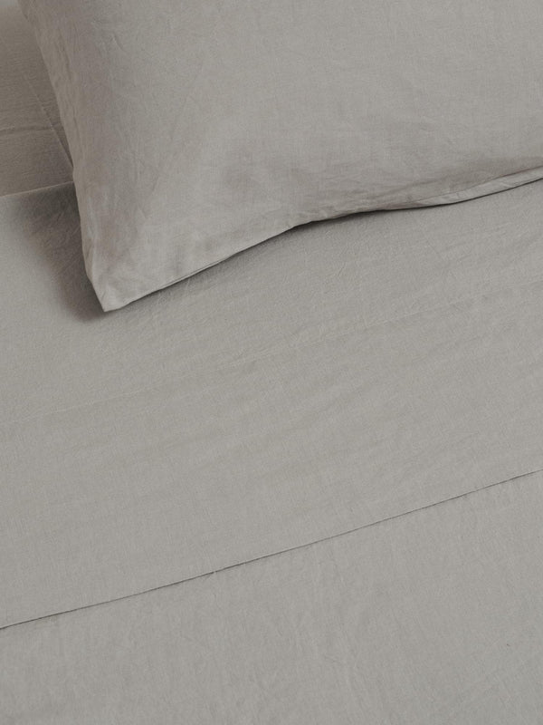 Linen Flat Sheet in Cloud