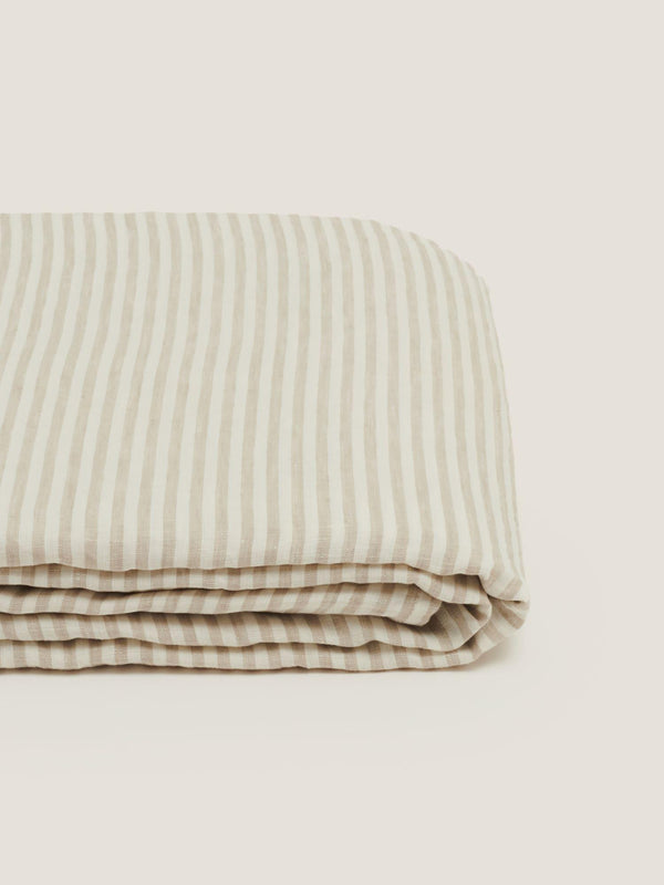 Linen Flat Sheet Natural Stripes