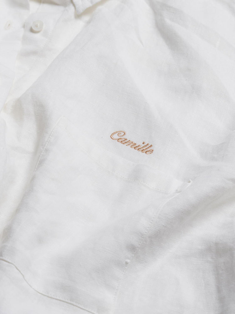 Embroidered Linen Shirt in White