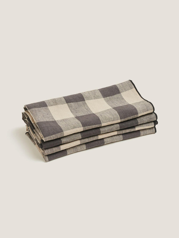 Linen Napkins in Natural Grid