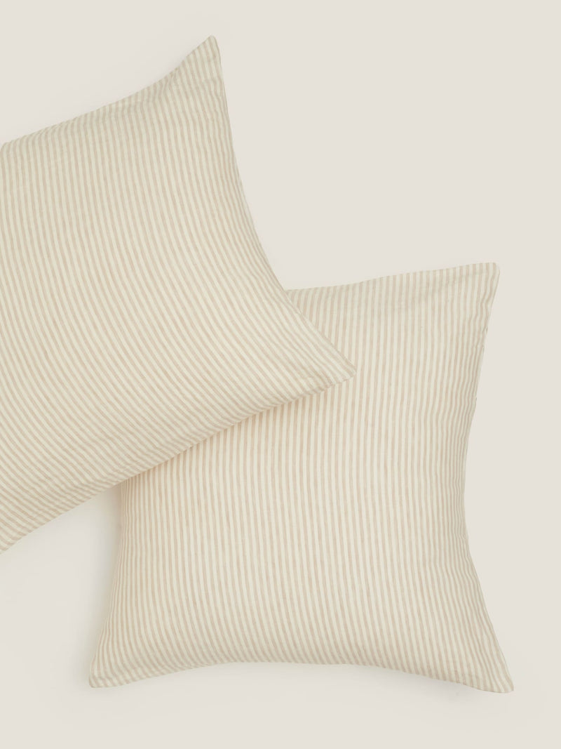 Linen European Pillowcases in Natural Stripes