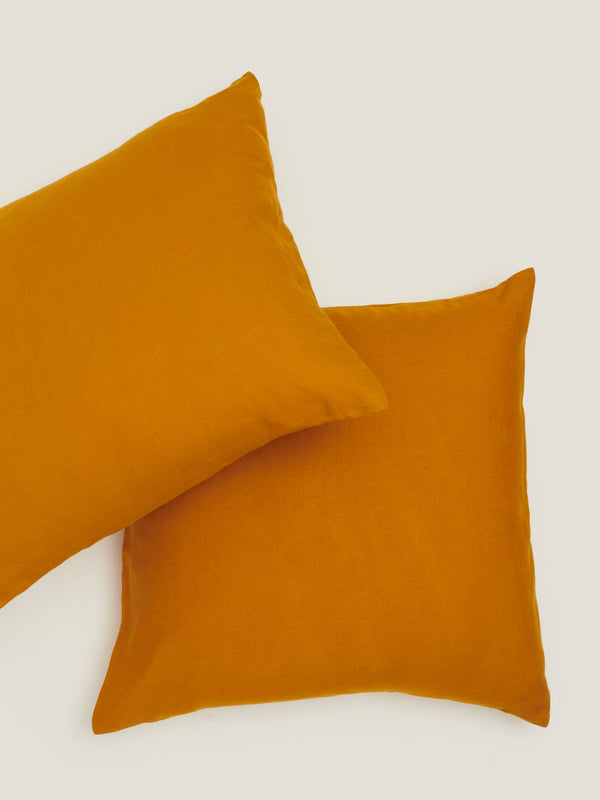 Linen European Pillowcases in Tumeric