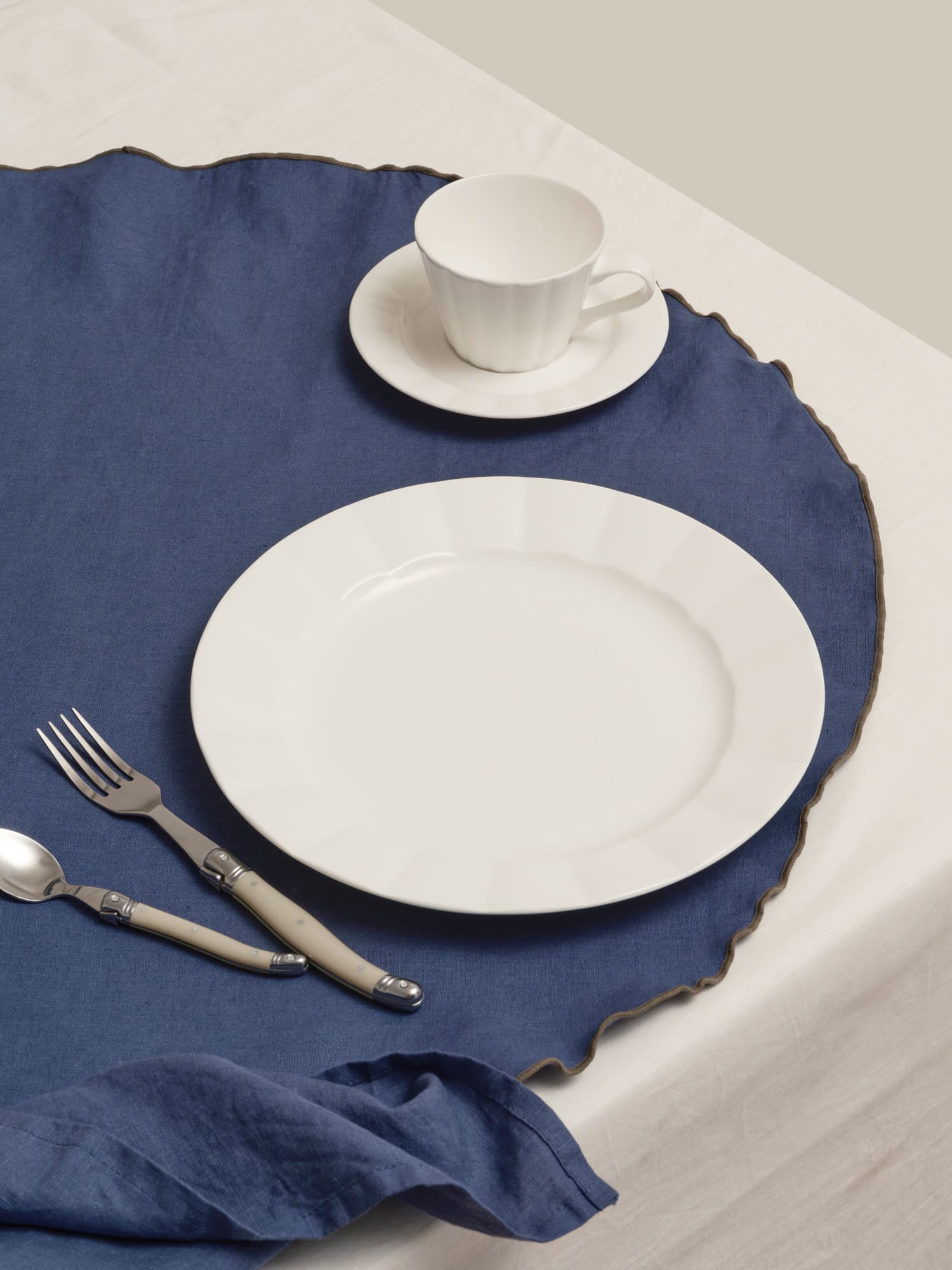 linen placemat in marine blue