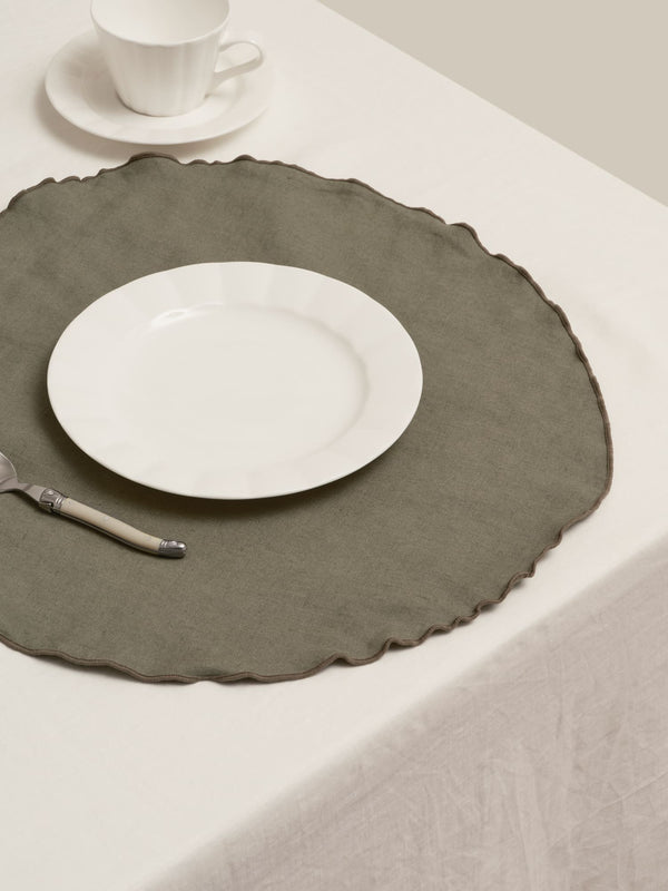 linen placemat in khaki