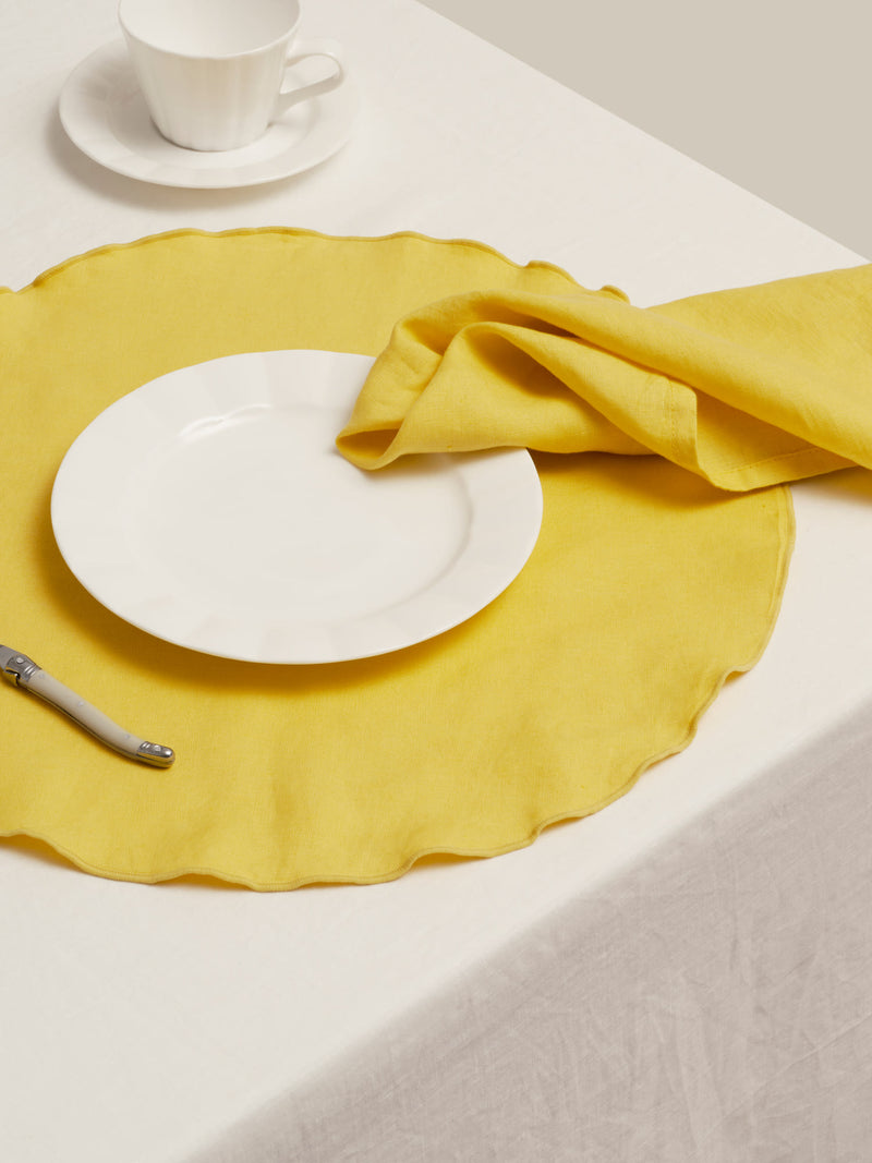 linen placemat in yellow