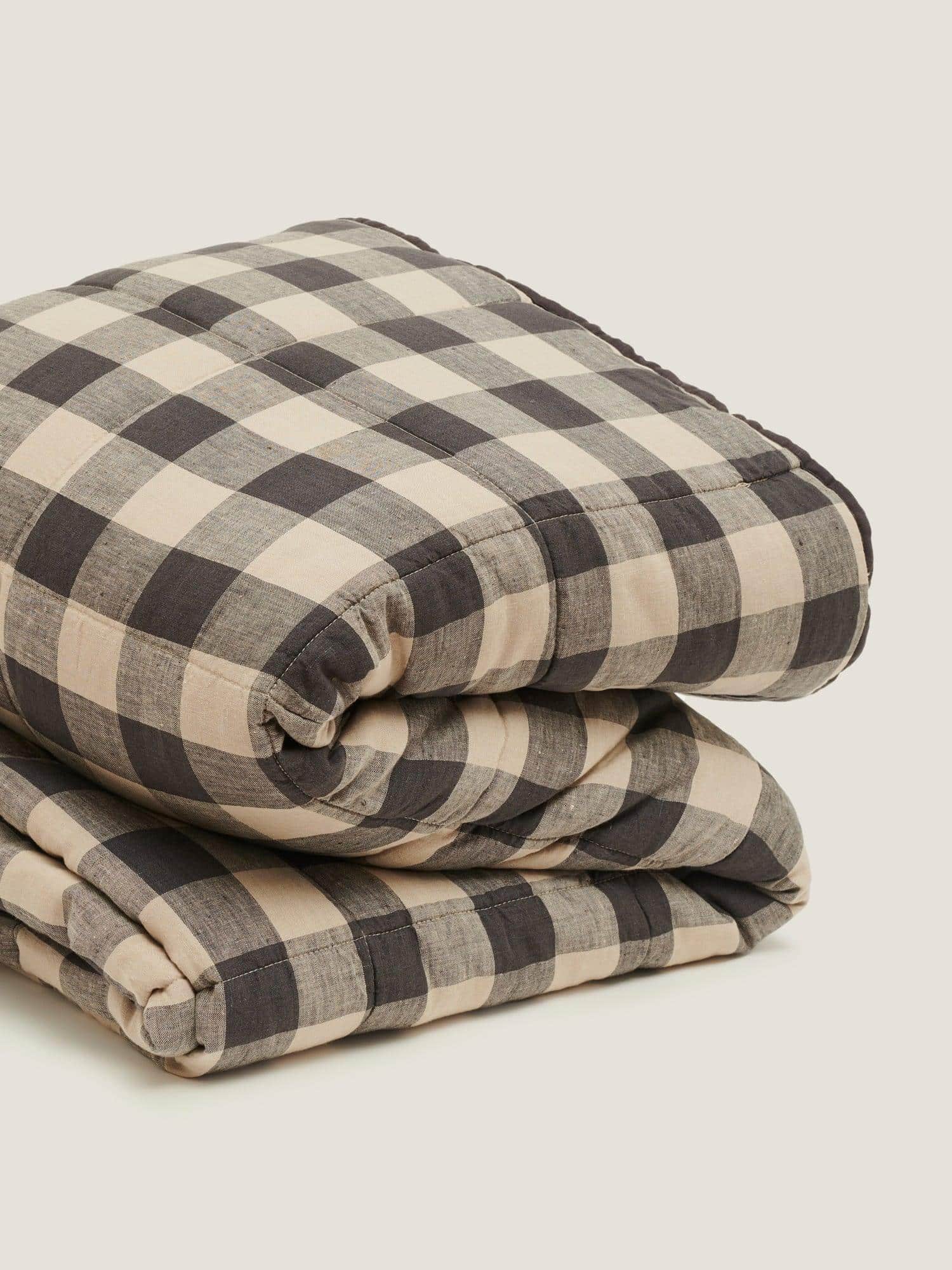 Quilt Cover Natural Dark Grey Grid
