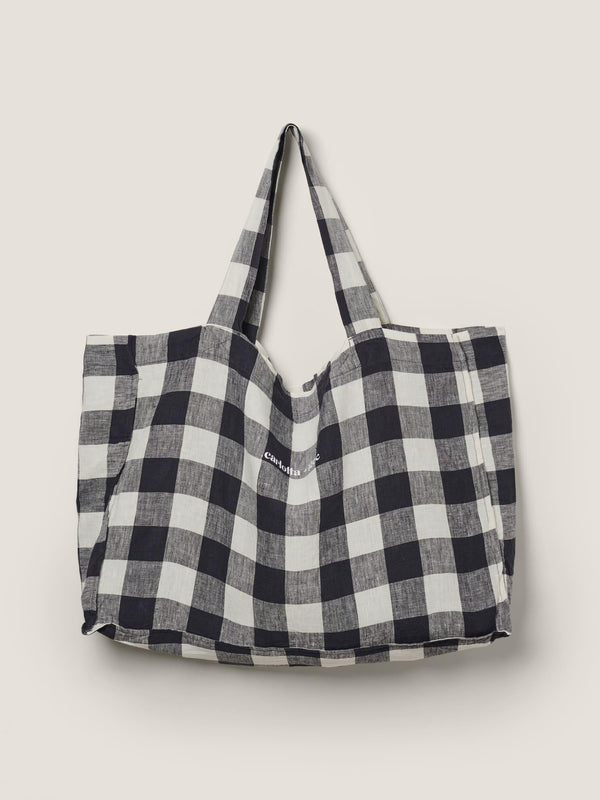 Travel Bag in Navy Grid