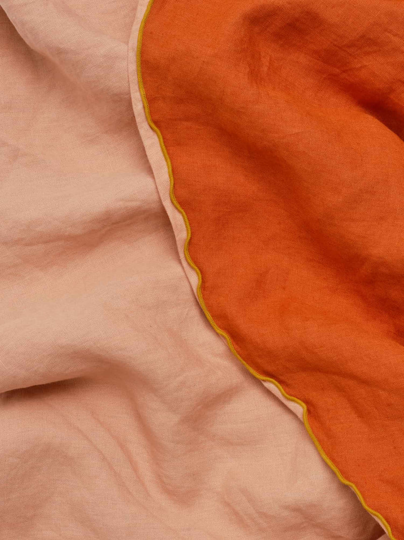 Linen tablecloth in orange pink