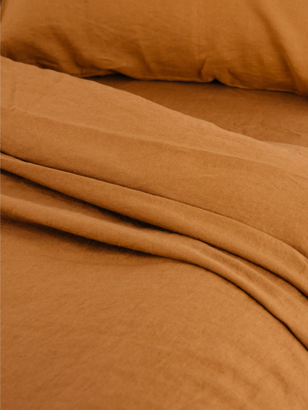 Linen Flat Sheet in Clay