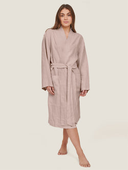 linen robe in rosa