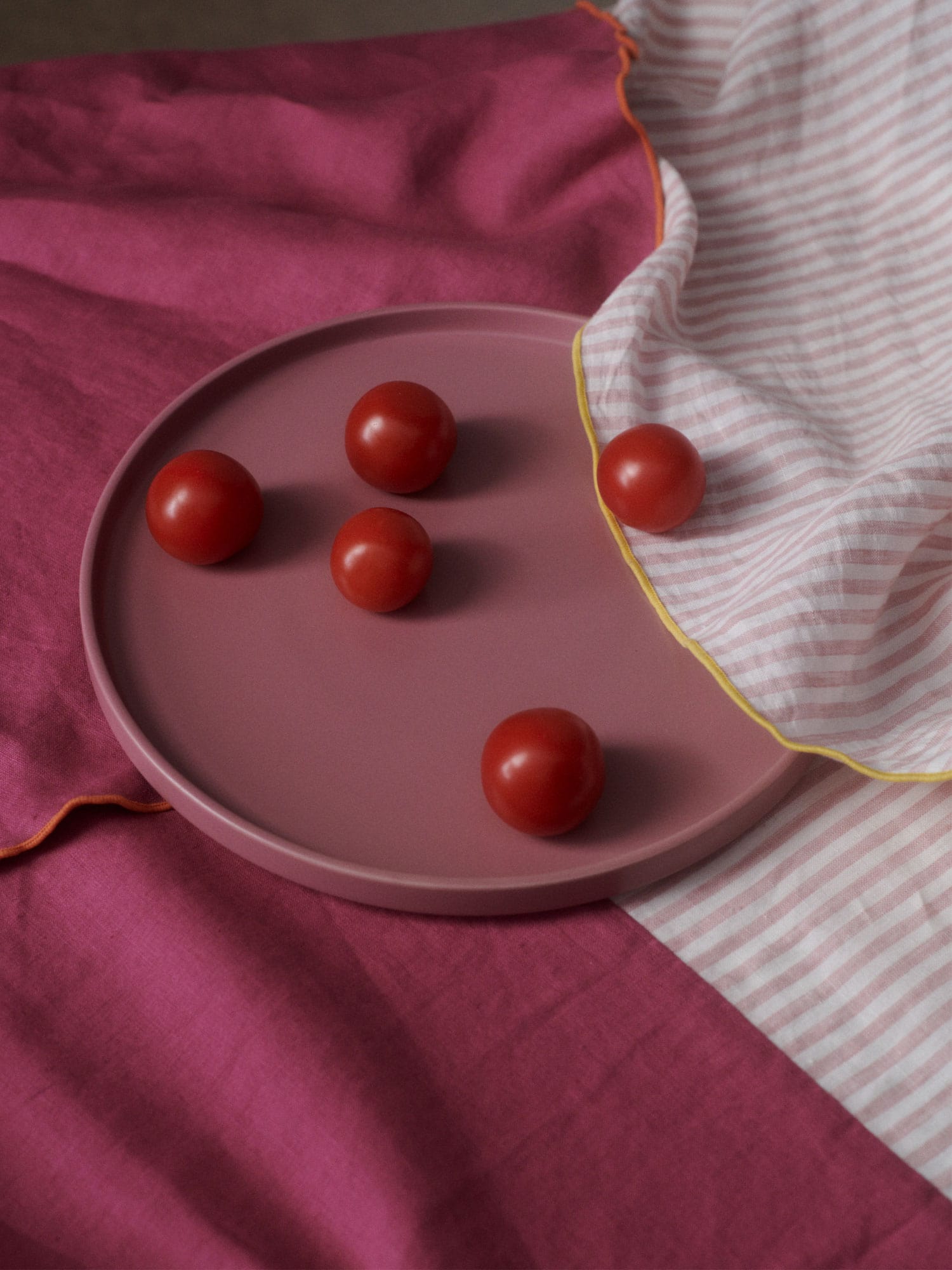 linen tablecloth in pink