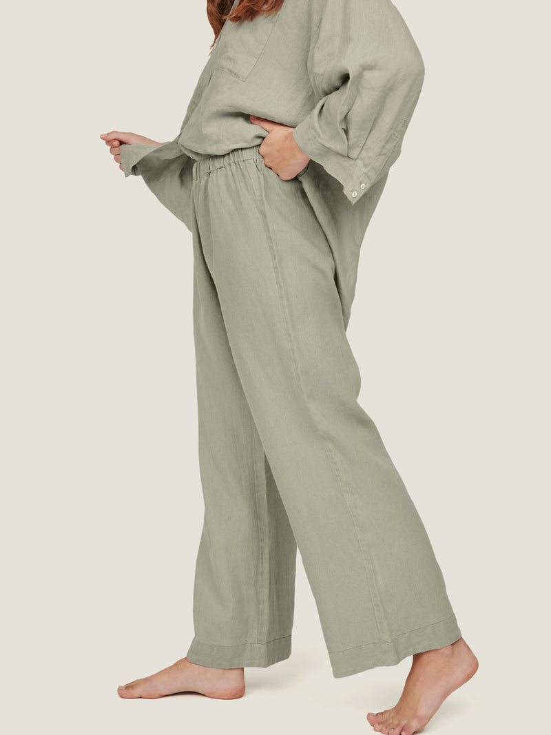 linen pants in sage