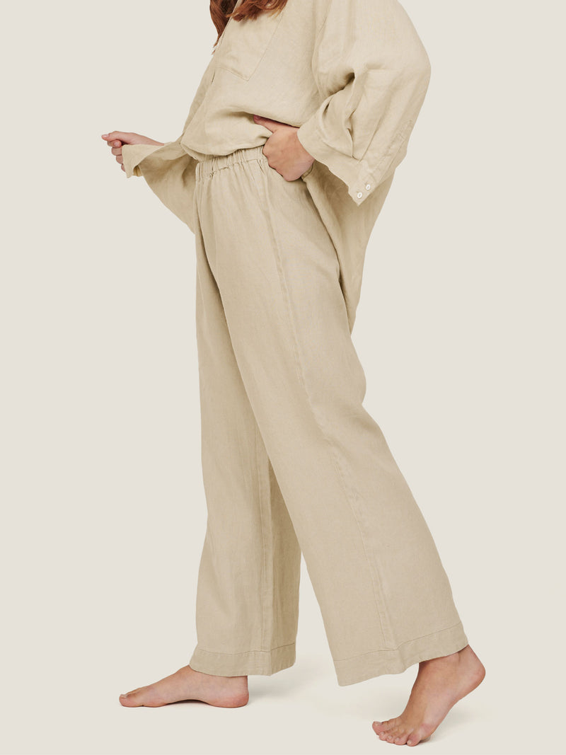 linen pants in sand