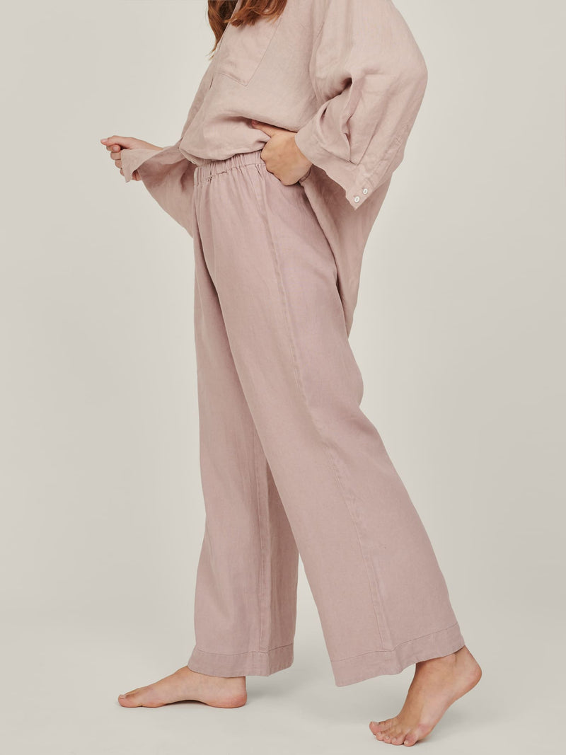 linen pants in rosa