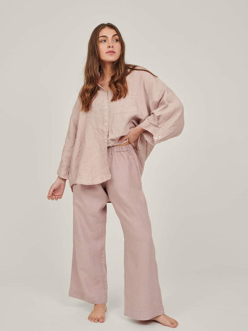 linen pants in rosa