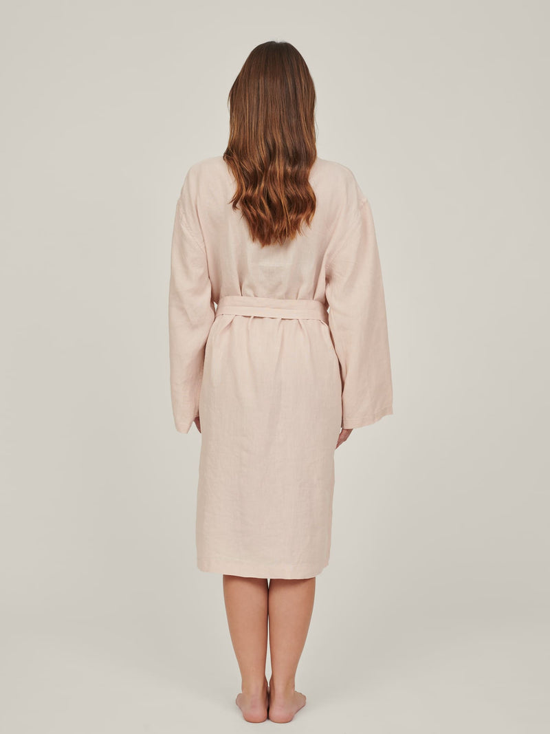 linen robe in blush