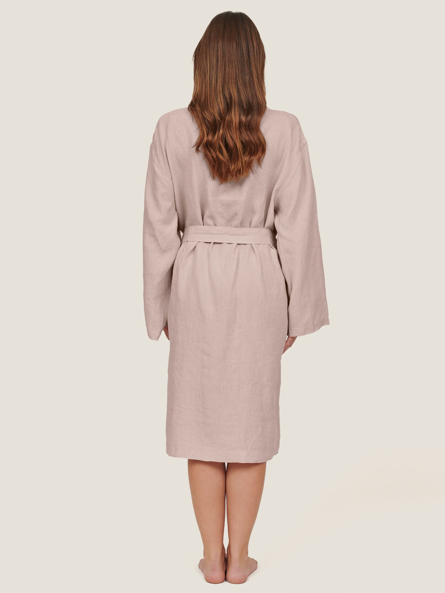 linen robe in rosa