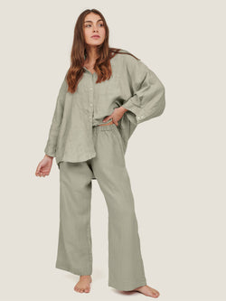 linen pants in sage