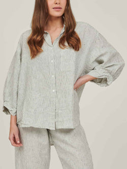 linen shirt in pencil stripes