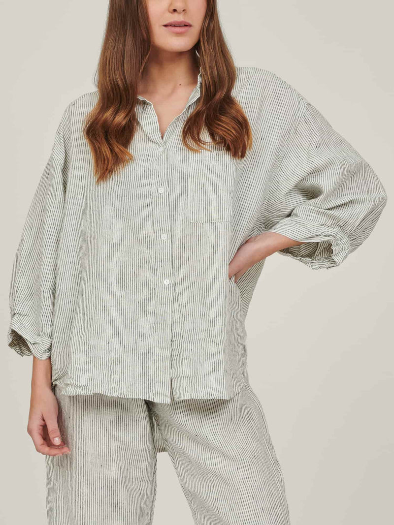 linen shirt in pencil stripes