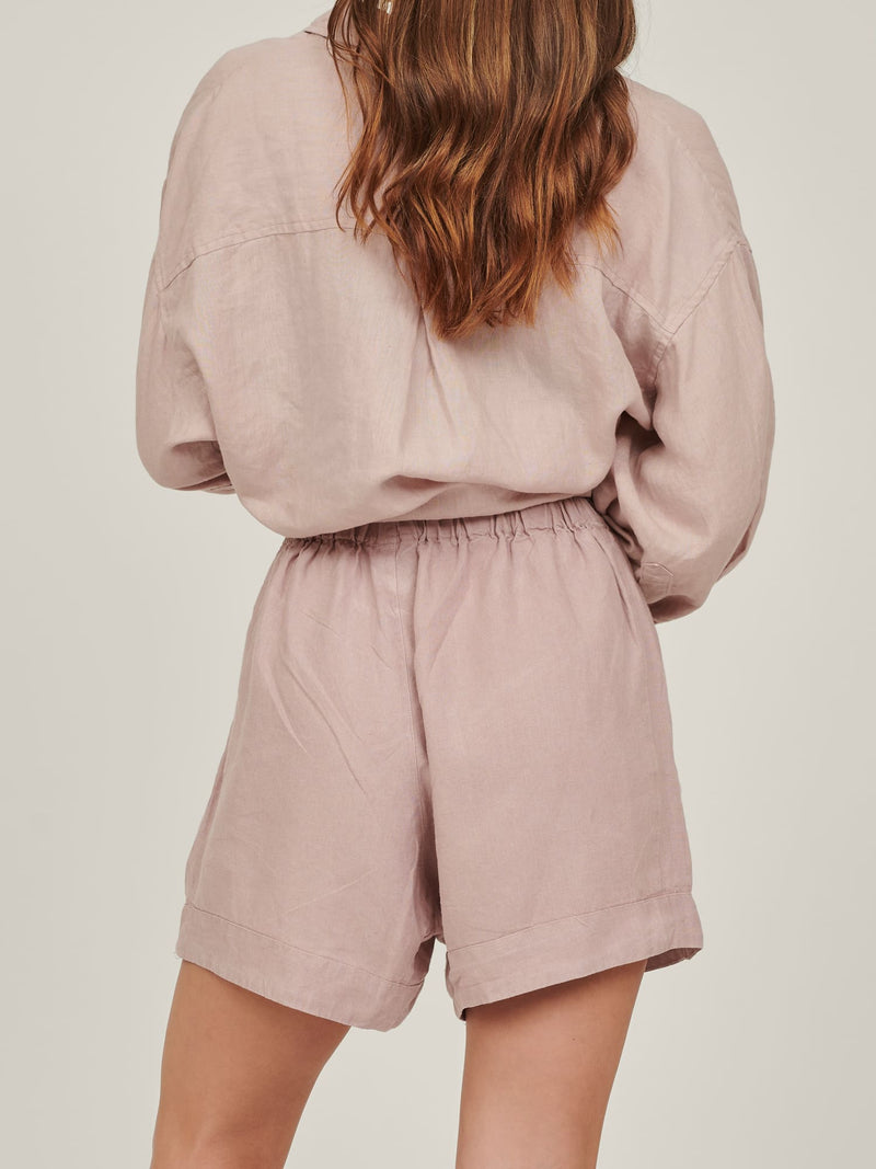 100% Linen shorts in Rosa