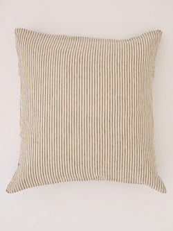 Linen Euro Pillowcases in Olive Stripes