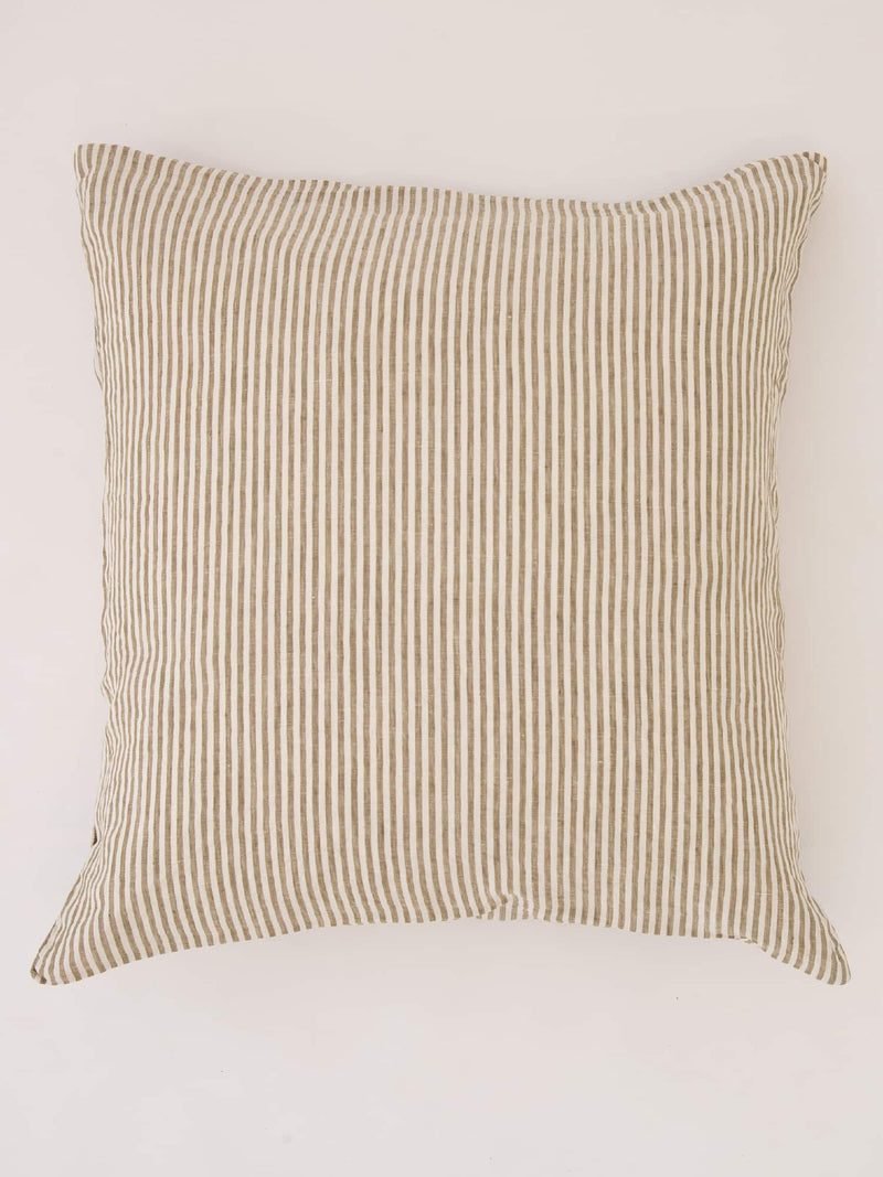 Linen Euro Pillowcases in Olive Stripes