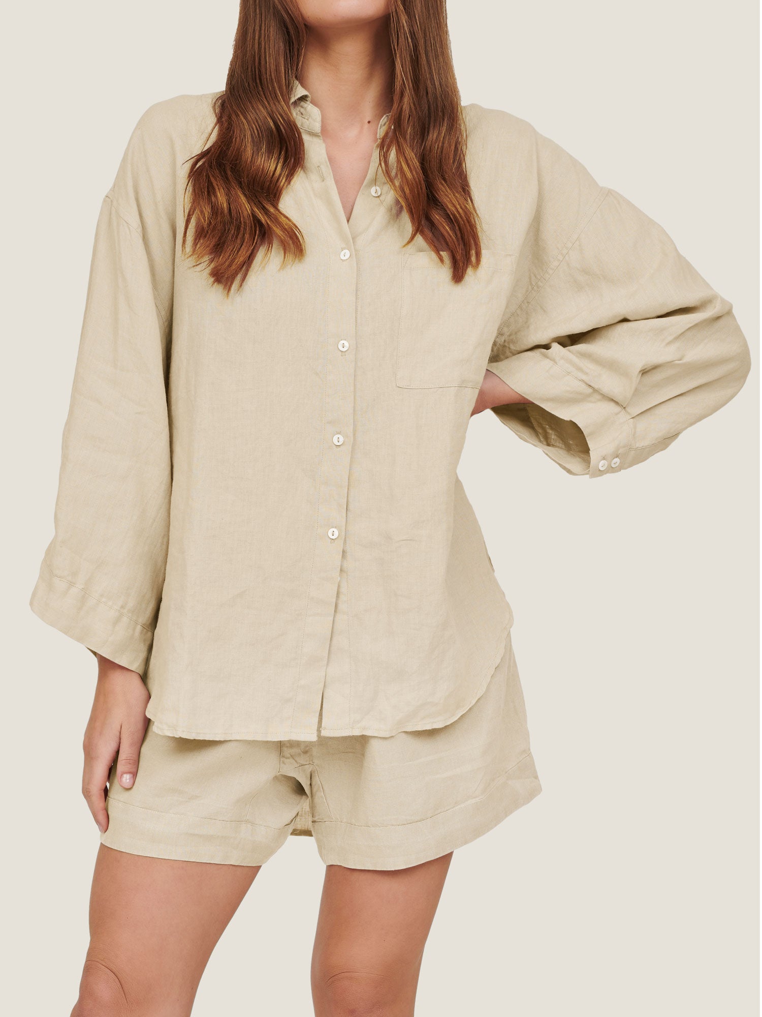 linen shirt in sand