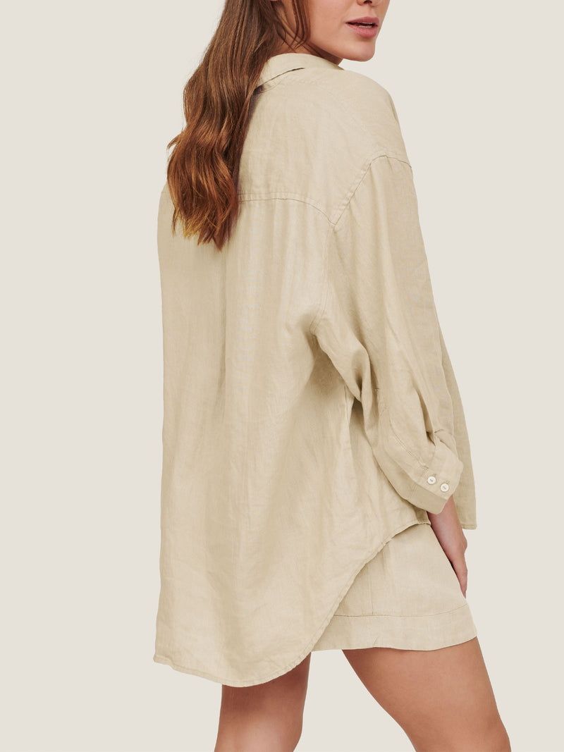 linen shirt in sand