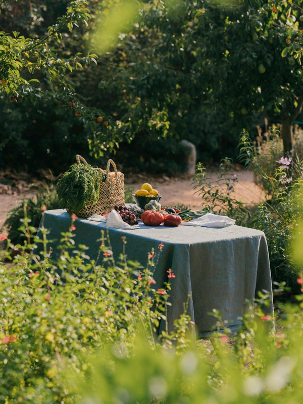 100% Linen Tablecloth in Aqua